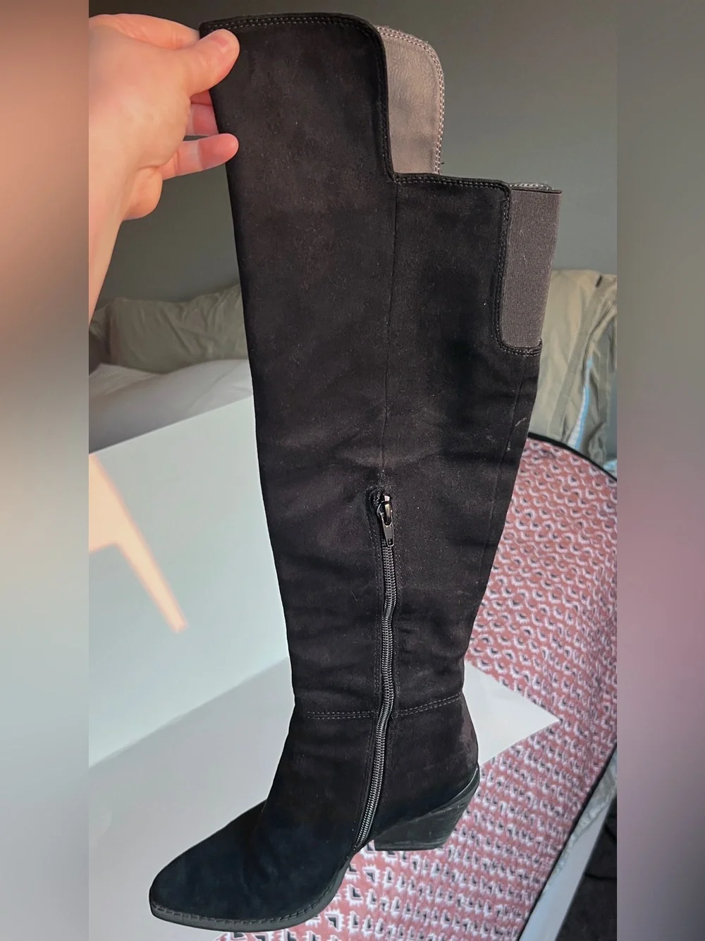 Black Over-the-Knee Suede Boots